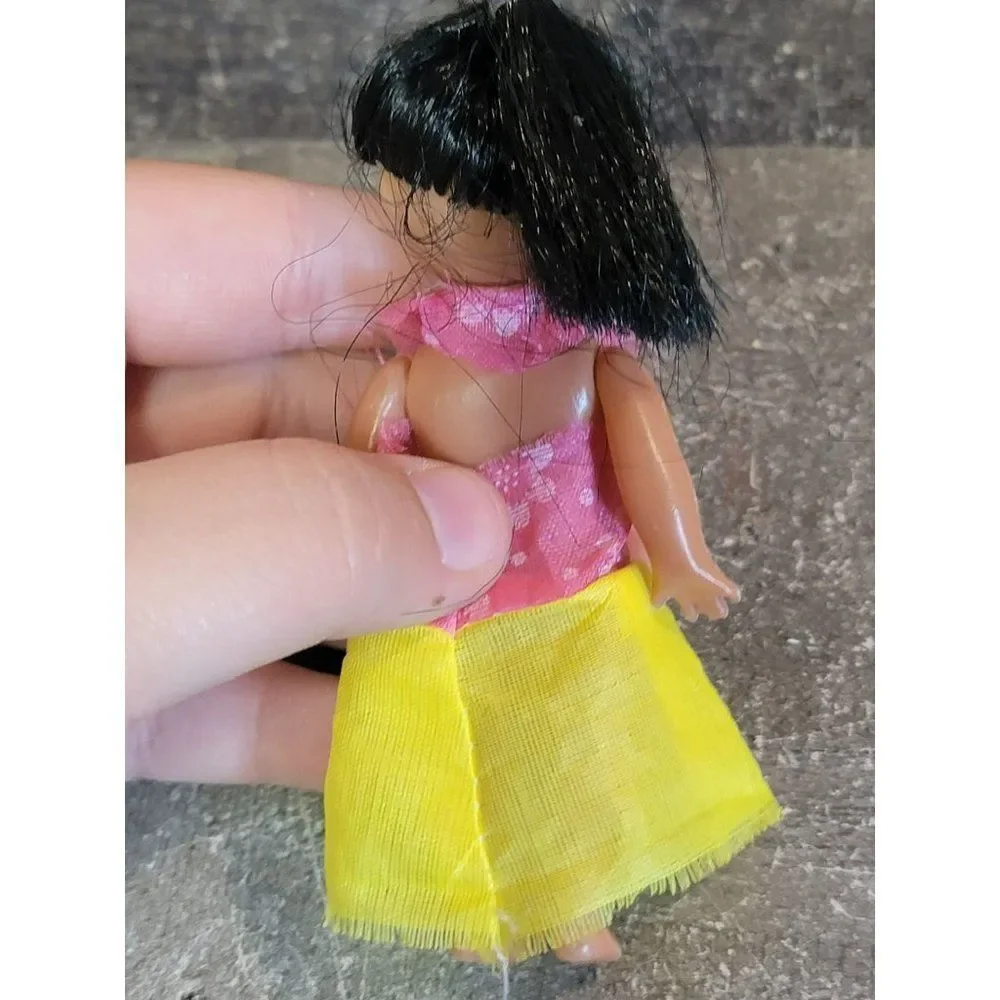 Mini happy pink yellow dress doll girl toy‎ figure